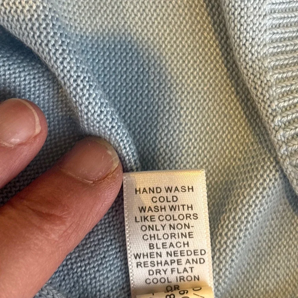Banana Republic Mens Silk Cashmere V-Neck Sweater Light Blue L Old Money Preppy